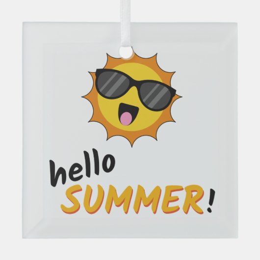 Hello Summer Sun with Sunglasses ガラスオーナメント (正面)