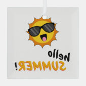 Hello Summer Sun with Sunglasses ガラスオーナメント (裏面)