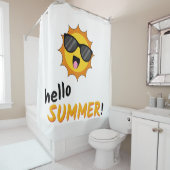 Hello Summer Sun with Sunglasses シャワーカーテン (インサイチュ)