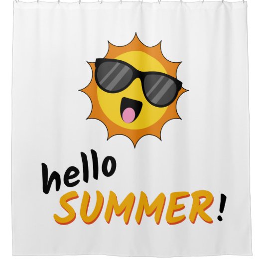 Hello Summer Sun with Sunglasses シャワーカーテン (正面)