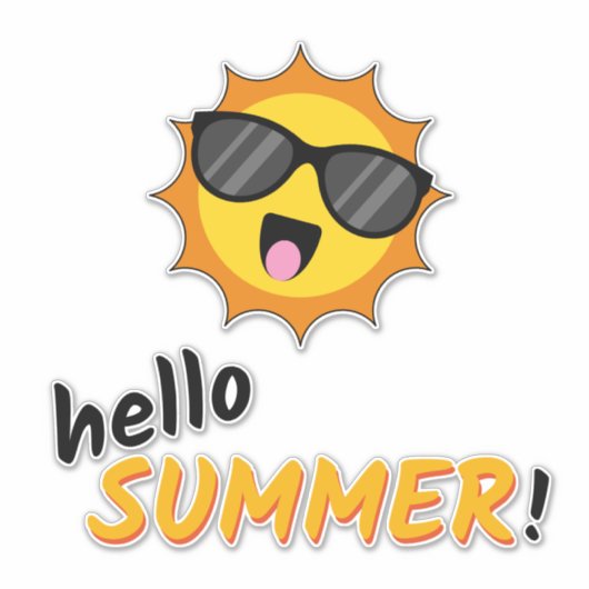 Hello Summer Sun with Sunglasses シール (正面)