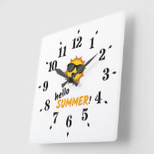 Hello Summer Sun with Sunglasses スクエア壁時計 (傾斜)