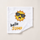 Hello Summer Sun with Sunglasses バスタオルセット (ウォッシュタオル)