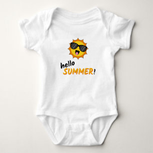 Hello Summer Sun with Sunglasses ベビーボディスーツ