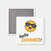Hello Summer Sun with Sunglasses マグネット (正面/裏面)