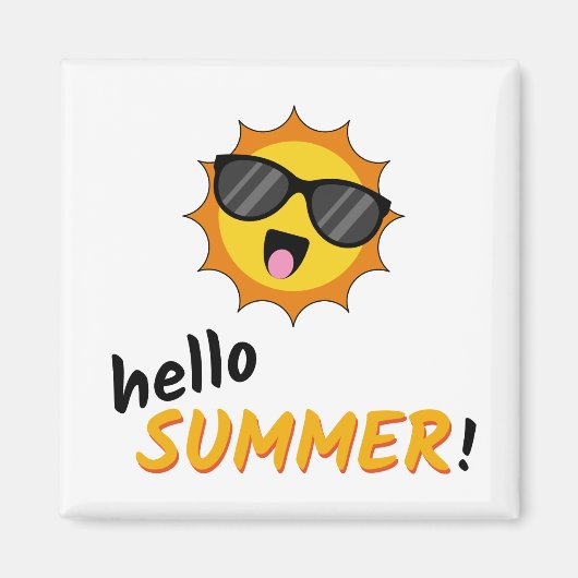 Hello Summer Sun with Sunglasses マグネット (正面)