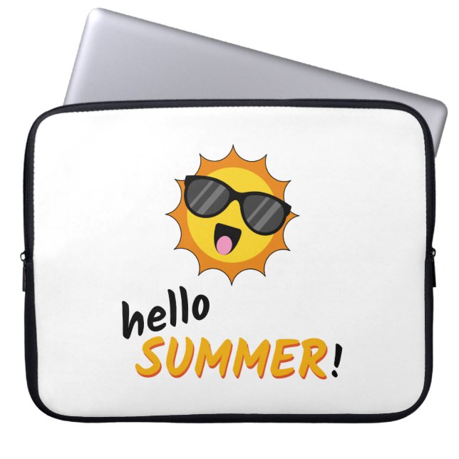 Hello Summer Sun with Sunglasses ラップトップスリーブ (正面)