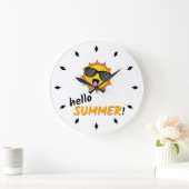 Hello Summer Sun with Sunglasses ラージ壁時計 (ホーム)