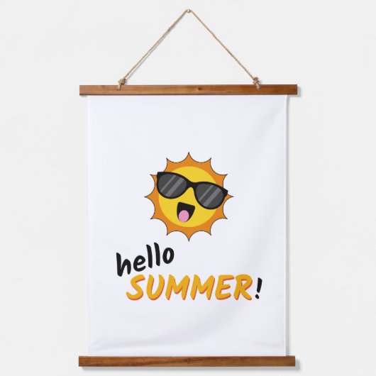 Hello Summer Sun with Sunglasses 吊り下げ型タペストリー (正面)