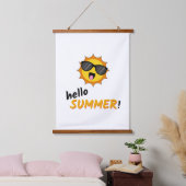 Hello Summer Sun with Sunglasses 吊り下げ型タペストリー (寝室)
