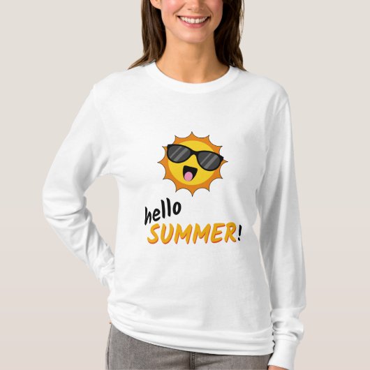 Hello Summer Sun with Sunglasses Tシャツ (正面)