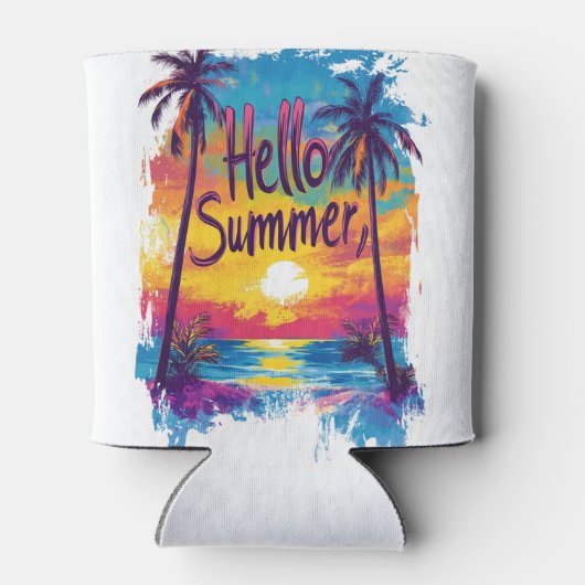 Hello Summer sunset and Palm Trees Can cooler 缶クーラー (裏面)