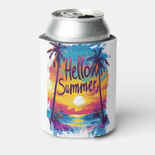 Hello Summer sunset and Palm Trees Can cooler 缶クーラー (缶裏面)