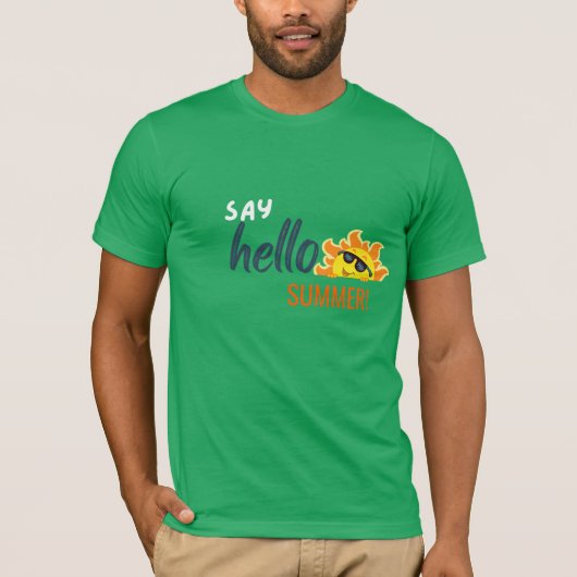 Hello Summer Tシャツ - モダングラフィックTシャツ ビーチ用 (正面)