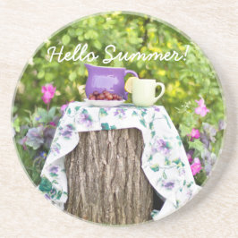 Hello Summer Tea and Plums in the Garden コースター
