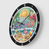 Hello Summer Tropical Sandcastle ラージ壁時計 (傾斜)