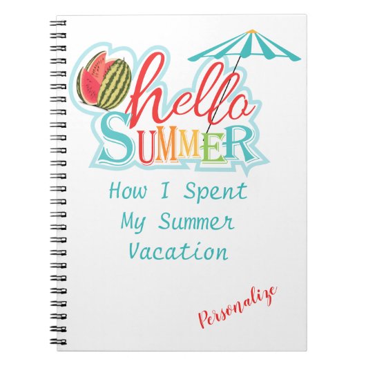 Hello Summer Vacation Personalize Notebook Journal ノートブック (正面)