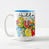 Hello summer vibes tropical fruits ツートーンマグカップ (左)