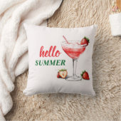 Hello Summer Watercolor Strawberry Cocktail Pillow クッション (ブランケット)
