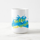 Hello Summer, Waves Graphic, カッコいいWhite コーヒーマグカップ (中央)