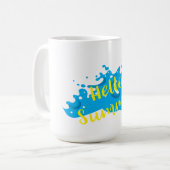 Hello Summer, Waves Graphic, カッコいいWhite コーヒーマグカップ (正面左)
