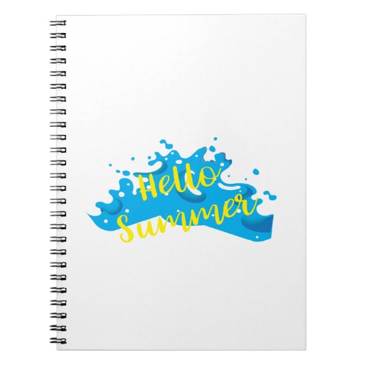Hello Summer, Waves Graphic, カッコいいWhite ノートブック (正面)
