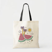 Hello Summer with Flamingo Tropical Tote Bag トートバッグ (正面)
