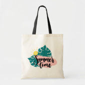 Hello Summer with Flamingo Tropical Tote Bag トートバッグ (正面)