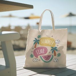 Hello Summer with Flamingo Tropical Tote Bag トートバッグ