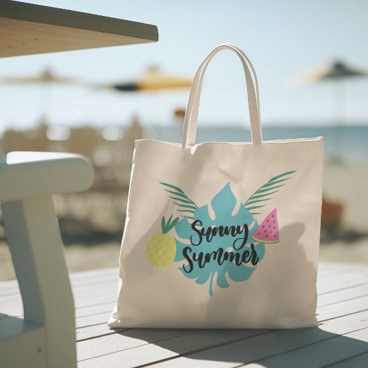 Hello Summer with Flamingo Tropical Tote Bag トートバッグ
