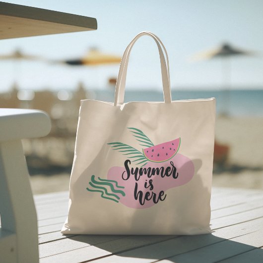 Hello Summer with Flamingo Tropical Tote Bag トートバッグ