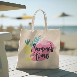 Hello Summer with Flamingo Tropical Tote Bag トートバッグ