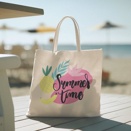 Hello Summer with Flamingo Tropical Tote Bag トートバッグ