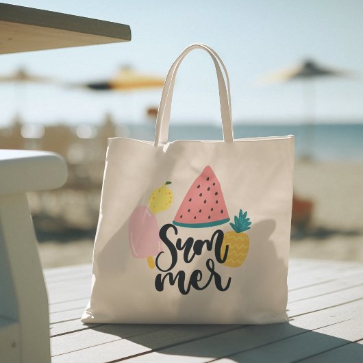 Hello Summer with Flamingo Tropical Tote Bag トートバッグ