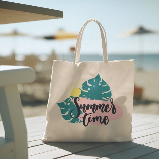Hello Summer with Flamingo Tropical Tote Bag トートバッグ
