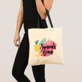 Hello Summer with Flamingo Tropical Tote Bag トートバッグ (正面(商品))