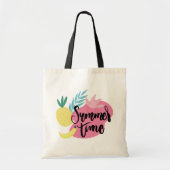 Hello Summer with Flamingo Tropical Tote Bag トートバッグ (正面)
