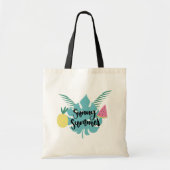 Hello Summer with Flamingo Tropical Tote Bag トートバッグ (正面)
