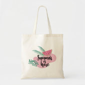 Hello Summer with Flamingo Tropical Tote Bag トートバッグ (正面)