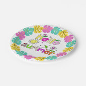 Hello Summer Word Art Tropical Palm 7» ペーパープレート (アングル)