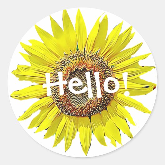 Hello Sunflowerスタンプ ラウンドシール (正面)