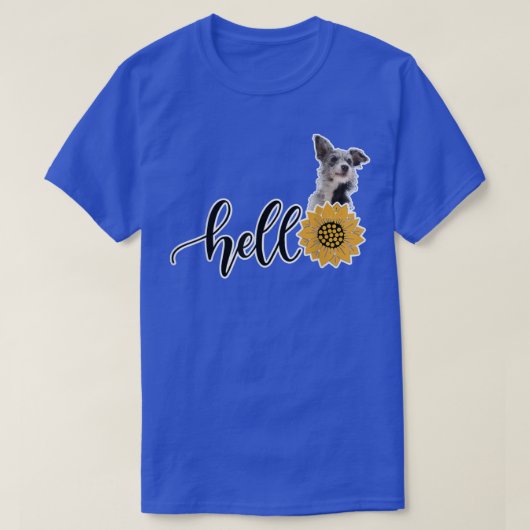 Hello Sunflower Australian Cattle Dog Tシャツ (デザイン正面)