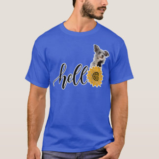 Hello Sunflower Australian Cattle Dog Tシャツ