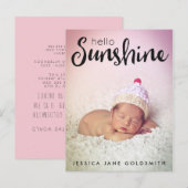 Hello Sunshineレタリング写真誕生のお知らせ 案内ポストカード (正面/裏面)