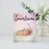 Hello Sunshineレタリング写真誕生のお知らせ 案内ポストカード (スタンド正面)