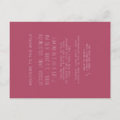 Hello Sunshineレタリング写真誕生のお知らせ 案内ポストカード (裏面)