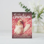 Hello Sunshineレタリング写真誕生のお知らせ 案内ポストカード (スタンド正面)