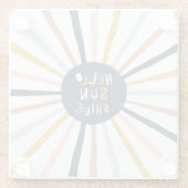 Hello Sunshine：子供カラフルっぽいタイポグラフィ ガラスコースター (裏面)