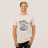 Hello Sunshine – 波に乗れ、リピート トライブレンドTシャツ (正面全面)