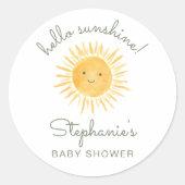 Hello Sunshine Baby Shower  ラウンドシール (正面)
